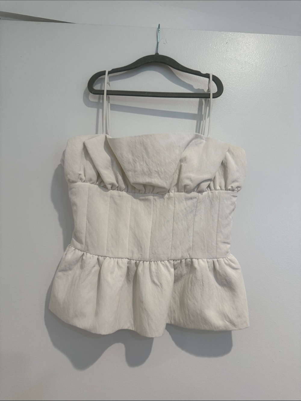 Line & Dot Cream Peplum Strap Tank Top